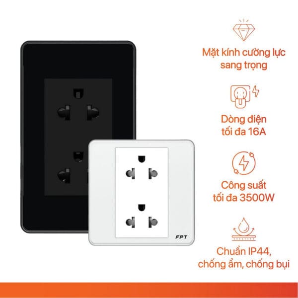 Ổ Cắm Mặt Kính Âm Tường Nhân Nổi Athena
